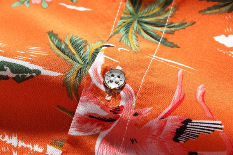 SSLR Mens Hawaiian Shirt Flamingos Casual Short Sleeve Button Down Shirts Aloha Shirt (Large, Orange) - Image 5